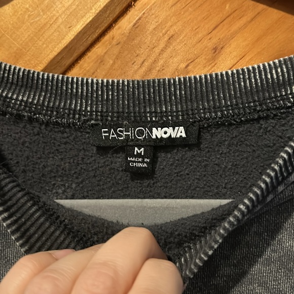 Fashion Nova Casual Friday Sweatshirt Mini Dress in gray black acid wash - Picture 6 of 7